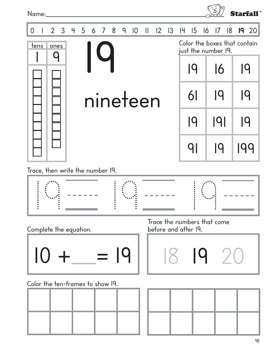 Math Workbook 1 - Starfall | Parent-Teacher Center