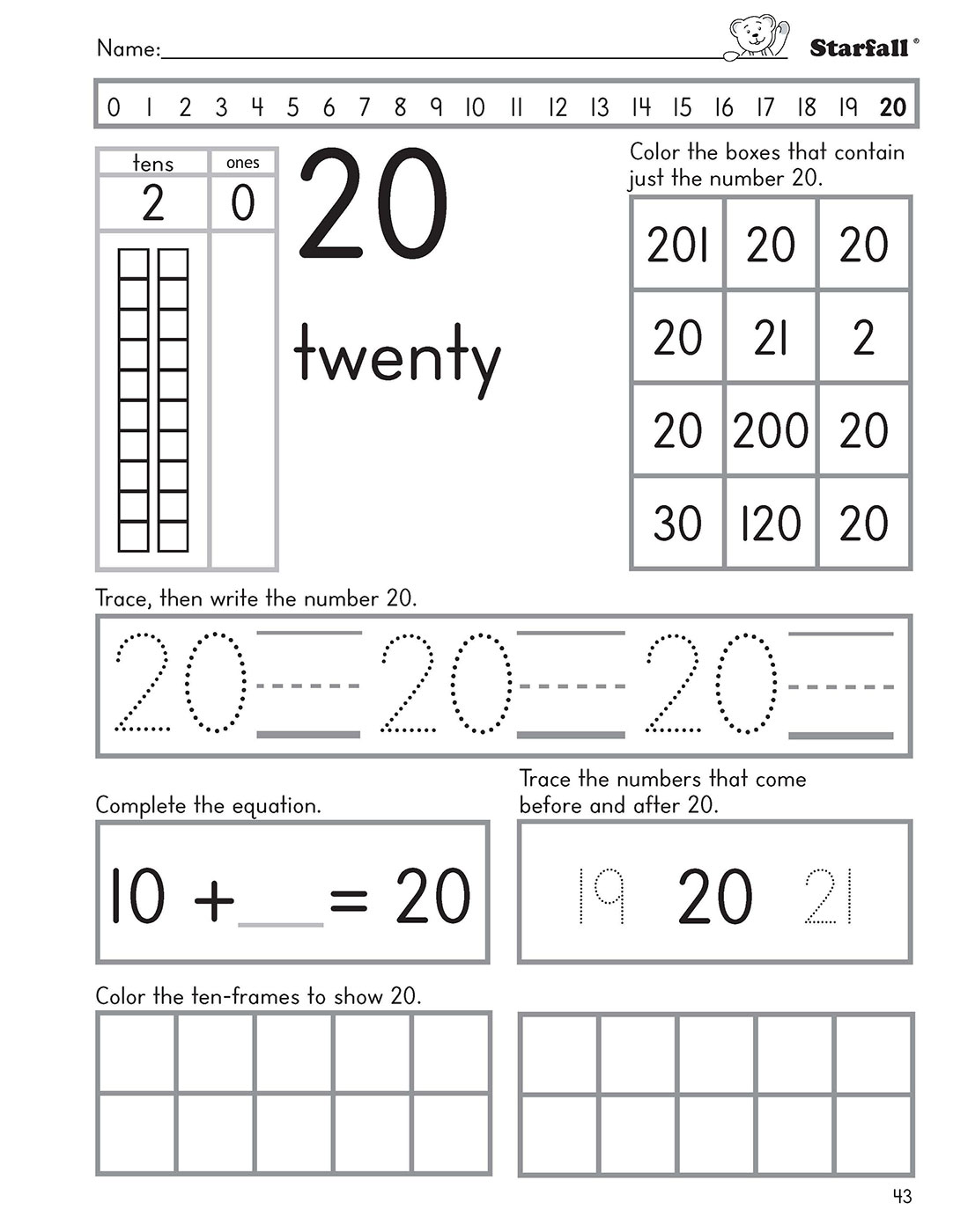 Math Workbook 1 - Starfall | Parent-Teacher Center