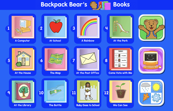 Backpack Bear's Books index